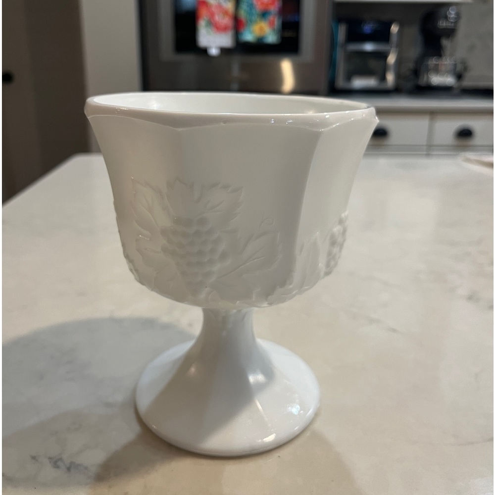 Beautiful vintage milk glass compote dish.